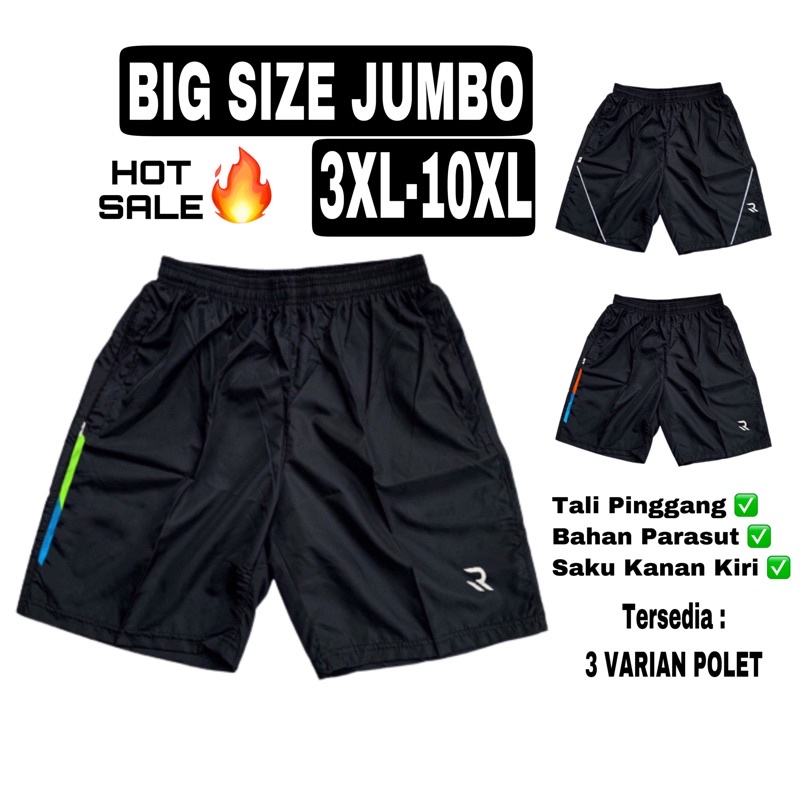 Celana Kolor Pendek Jumbo Bigsize 3XL sampai 10XL Pria Wanita Santai Running Parasut Murah Berkualit