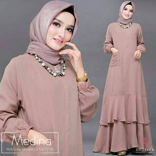 Medina Dress, DRESS MUSLIM, baju wanita, dress, gamis, Baju gamis, fashion wanita