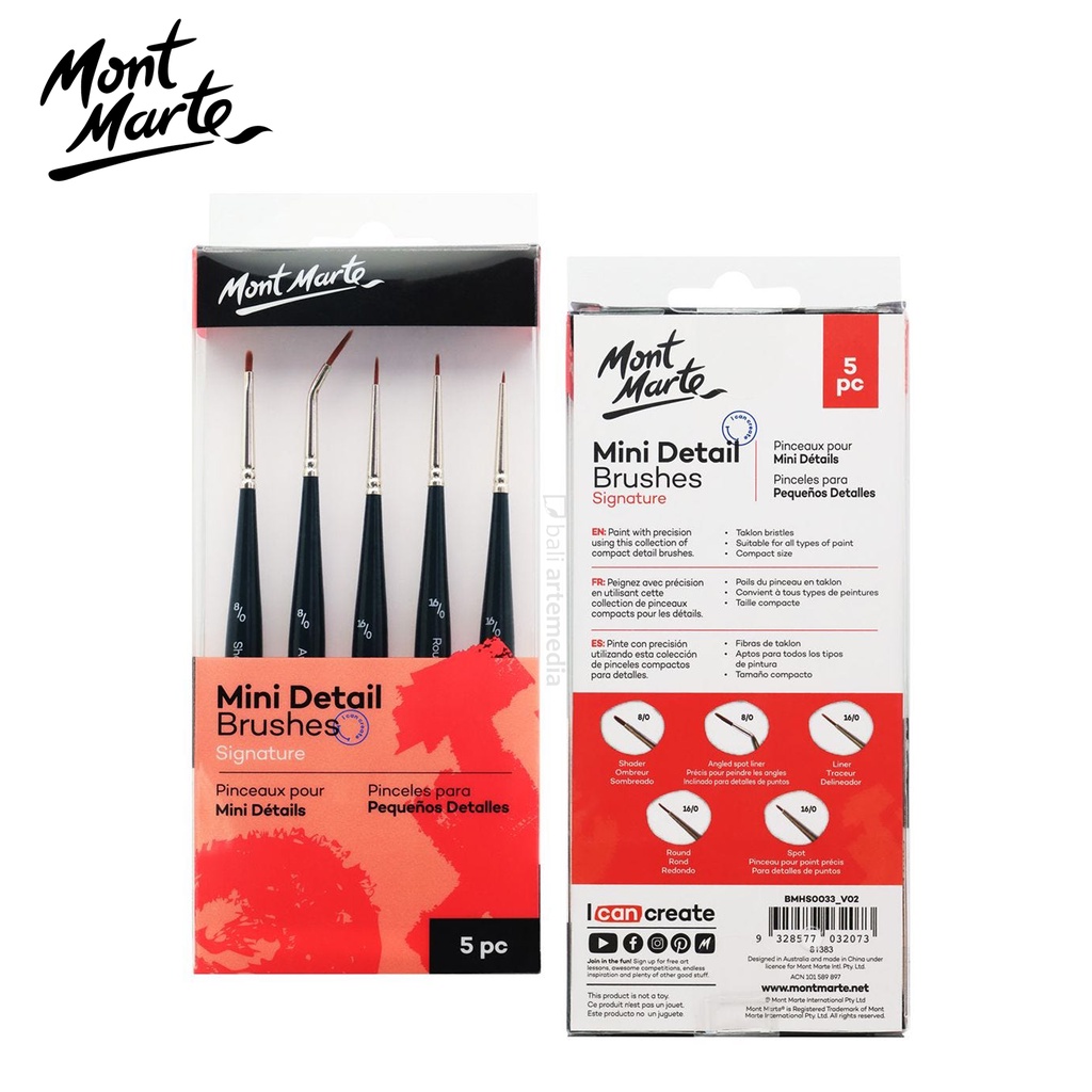 

Mont Marte - Kuas Detail Kecil 1 Set isi 5 - Mini Brush - Bali Art Supplies
