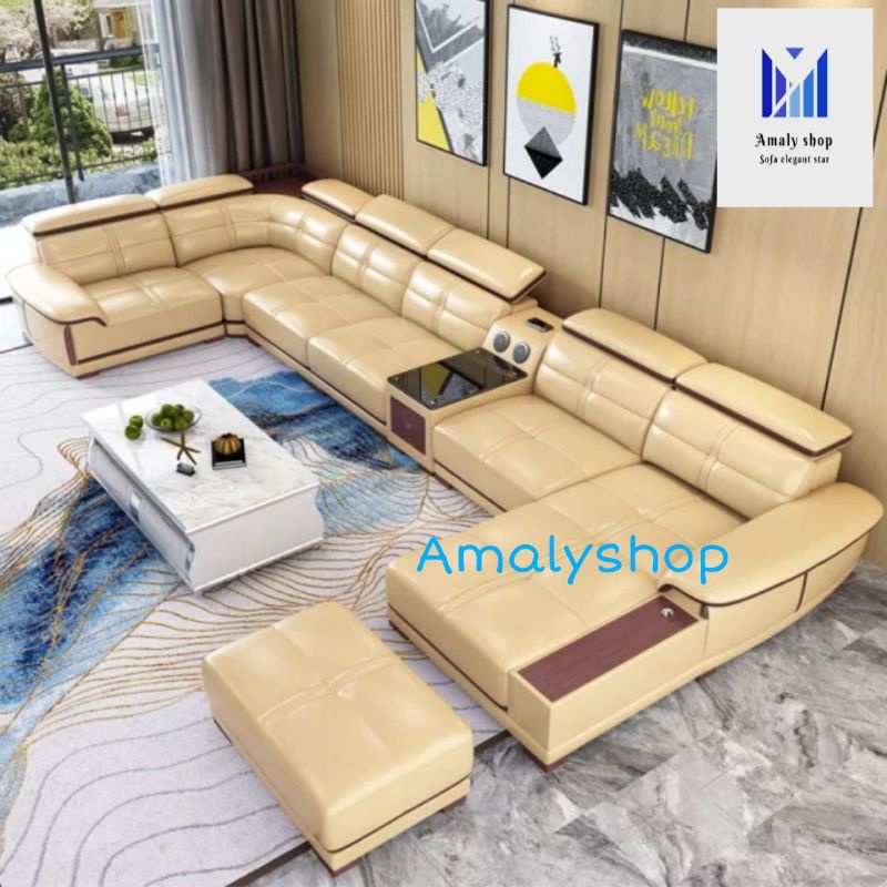 Sofa Tamu Sofa Minimalis Modern Leter U Kursi Tamu Minimalis Premium Kulit