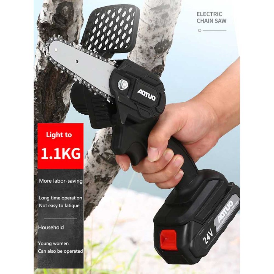 Gergaji Mesin Listrik Kayu Pohon Mini Cordless Chainsaw Baterai Senso