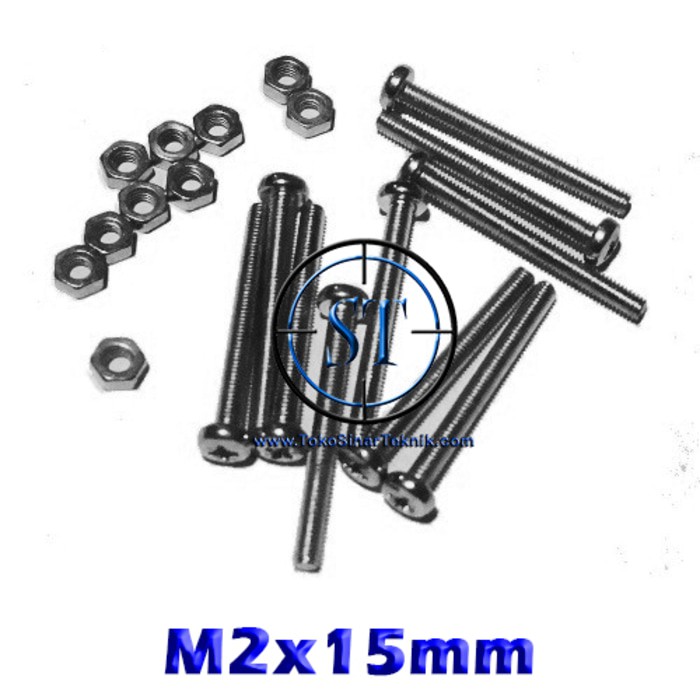 x10 Set Baut Mur M2 x 15mm Tamiya 2x15 2 x 15 mm ns614 ns711 ns712 Mobil Mainan isi 10 Set Baut Mur hex