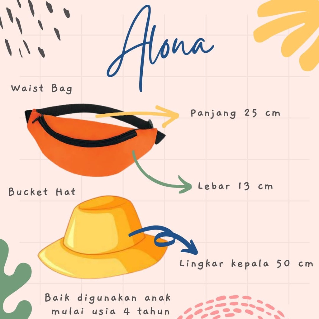 Waist Bag Bucket Hat Anak Lucu Alona | waistbag murah kado ultah