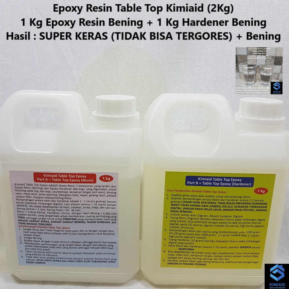 Epoxy Resin Bening - 2 Kg - Epoxy Resin Table Top - Resin Bening - Epoxy Lantai - Resin Kayu