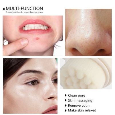 BRGUNIK Alat Pembersih Muka Silicone Brush Lembut Sikat Pembersih Wajah 3D Sikat Pijat 2 Sisi R410