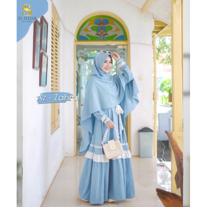 AZ ZAHRA SET BLUE WARDAH BY SS HIJAB GAMIS SET LADY ZARA BUSUI FRIENDLY GAMIS POLOS GAMIS SYAR'I GAM