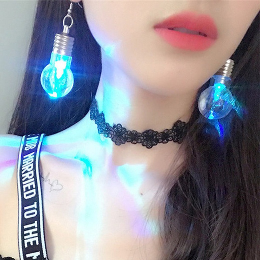 Hu Hu Hu Hu Hu Alat Bantu Pasang Kacamata♡ Anting Gantung Panjang Model Bohlam Lampu Warna-Warni Untuk Wanita