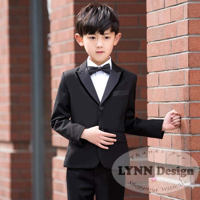 14- 16 tahun Setelan tuxedo jas anak pesta 4 in 1 Hitam