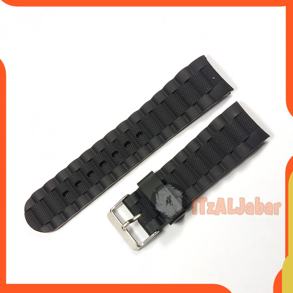 Tali jam tangan Karet 24mm Curved rubber strap WH125D Hitam