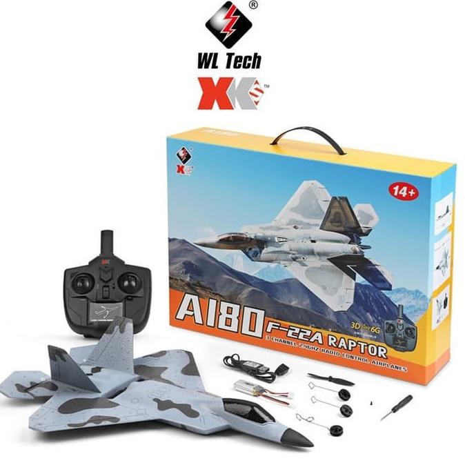 Hanya Disini] Xk A180 F22 Raptor 2.4G 3Ch 320Mm Rc Pesawat 3D/6G Mode Brushless