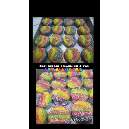 roti burger pelangi isi 6 pcs