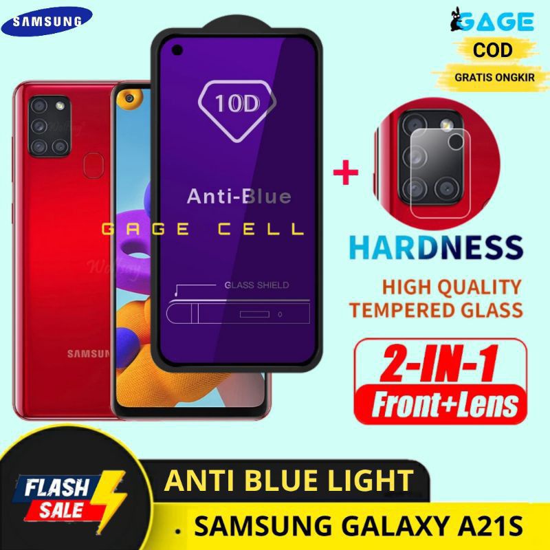 2IN1 TEMPERED GLASS ANTI BLUE LIGHT SAMSUNG GALAXY A21S TG ANTIGORES RADIASI SAMSUNG A21 S PREMIUM