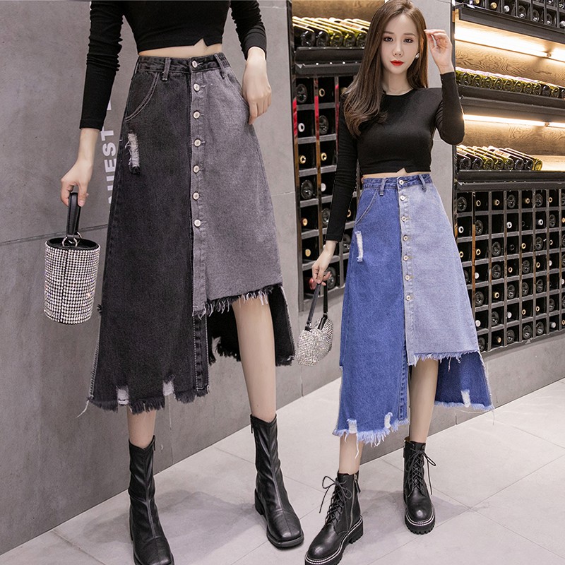 KARAKOREA 6221 Ayumi Denim Skirt/Rok Denim/Rok Jeans/Rok jeans wanita/Rok Jeans Korea/Rok wanita