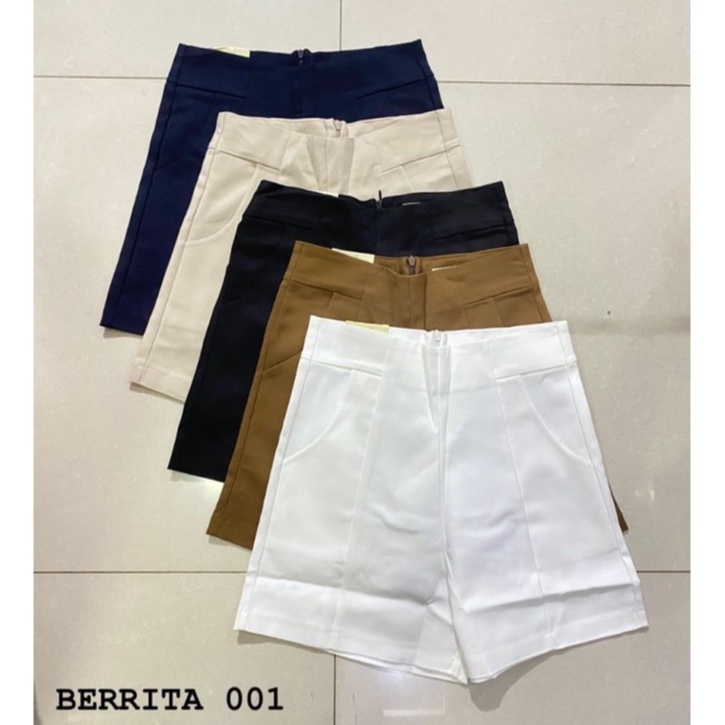 CELANA PENDEK HIGHWAIST BERRITA ZIPPER BELAKANG IMPORT BANGKOK (CLBRT001)