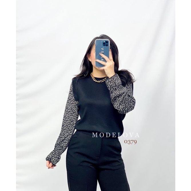 MDLV ~ 0379 ENVY KNIT TOP // ATASAN RAJUT LENGAN PANJANG COMBI // FASHION IMPORT WANITA