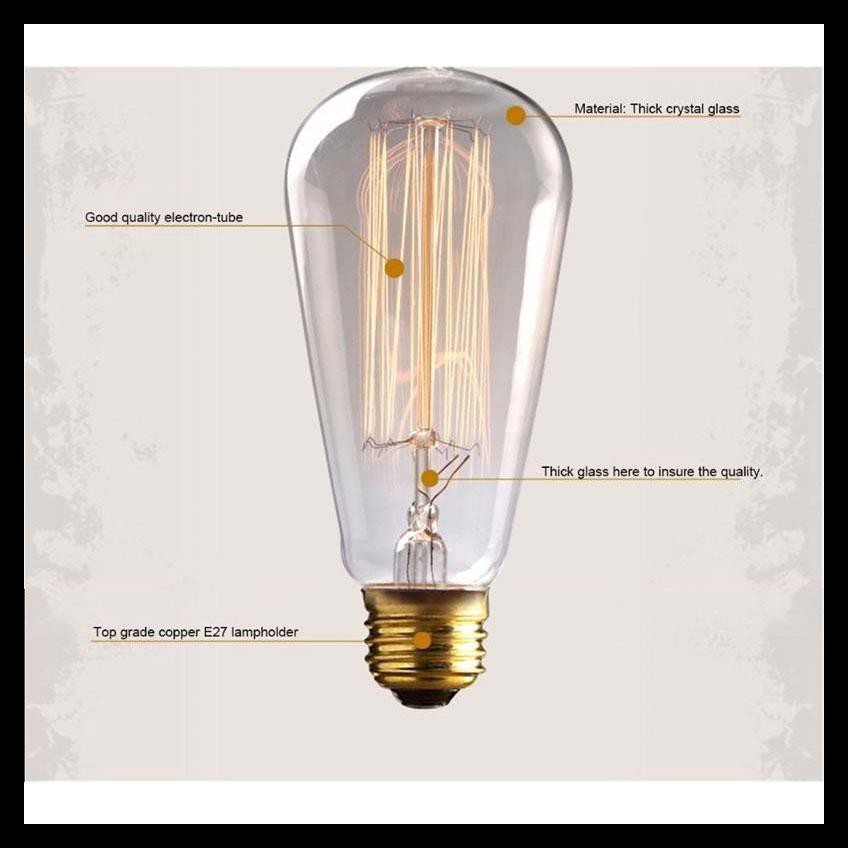 YNL Lampu Pijar Vintage Model Bohlam Edison - 40W - ST64