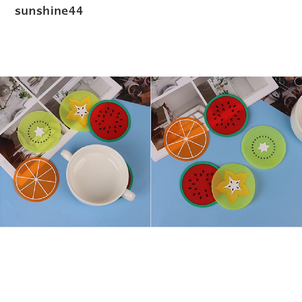 Sunshine Tatakan Gelas Bahan Silikon Anti Slip Bentuk Buah  .