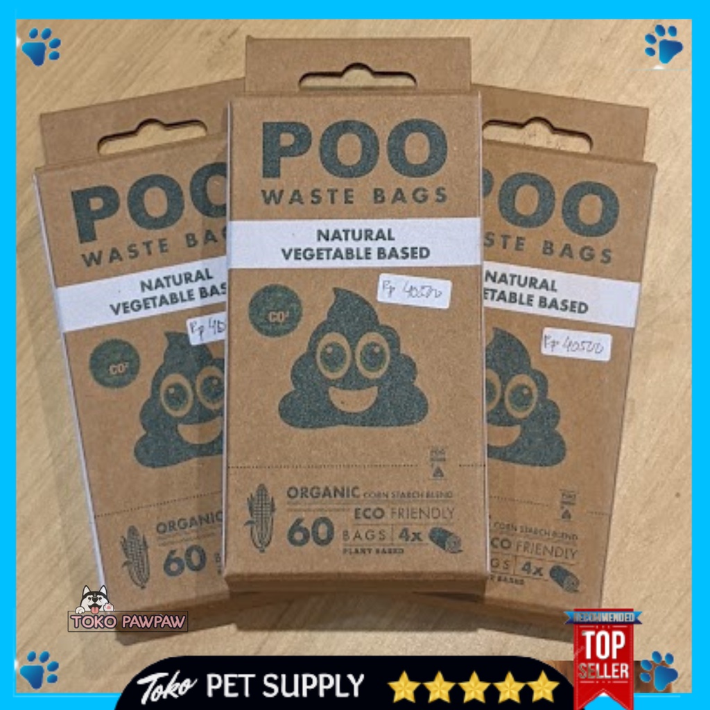 Jual MPETS POO WASTE BAGS NATURAL VEGETABLE BASED DOG WASTE BAGS