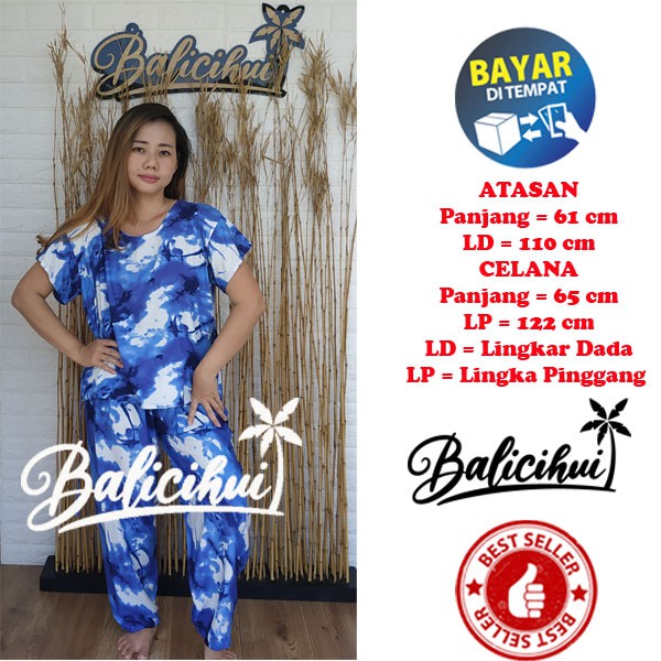 Balicihui Setelan Panjang Bali Piyama Tidur Bali FIT to XL