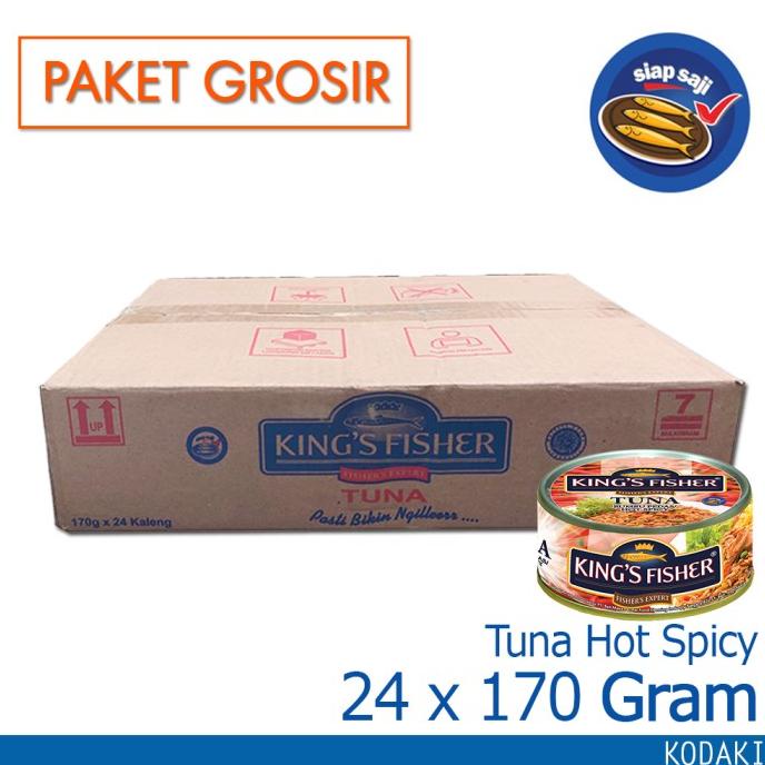 

Paket 24 Pcs King's Fisher Tuna Canned Hot Spicy 170gr Daging Tuna ---Termurah---