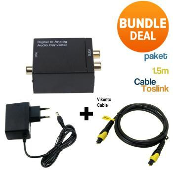 Paket Kabel Toslink 1.5M &amp; CONVERTER Optic Digital to RCA Analog Audio - Paket Hemat