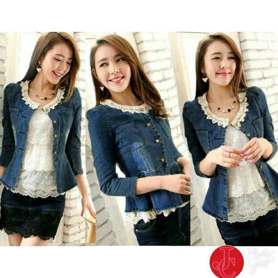 C5 G JAKET MANGO JAKET JEANS ORI WANITA MIX LEHER RENDA MODEL TERBARU HARGA MURAH BAGUS MURAH