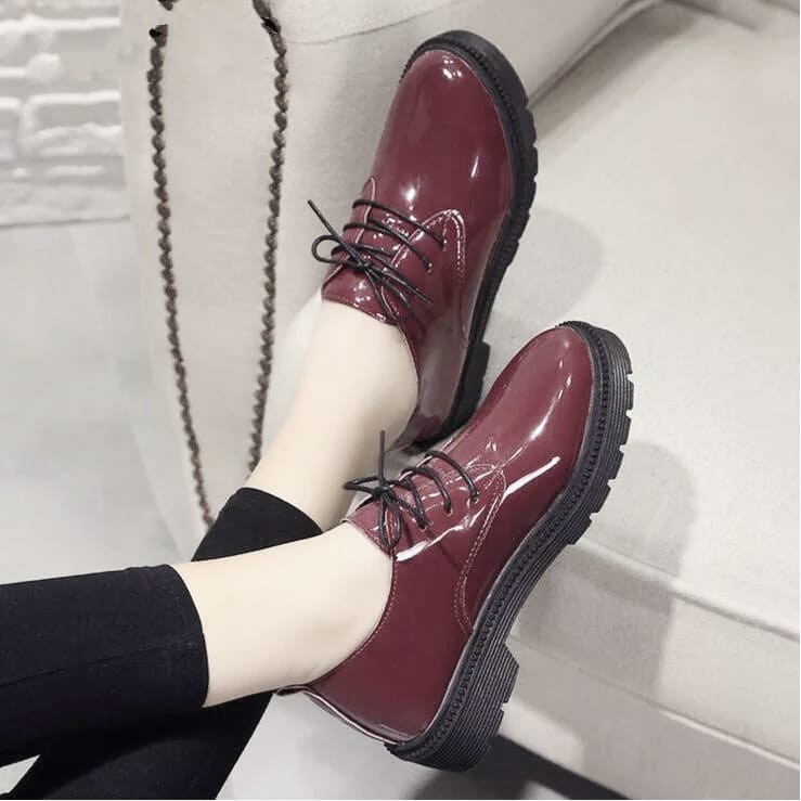 SEPATU WANITA MODEL BOOTS BEST SELLER  / DOCMART BLACK GLOSY PREMIUM 001