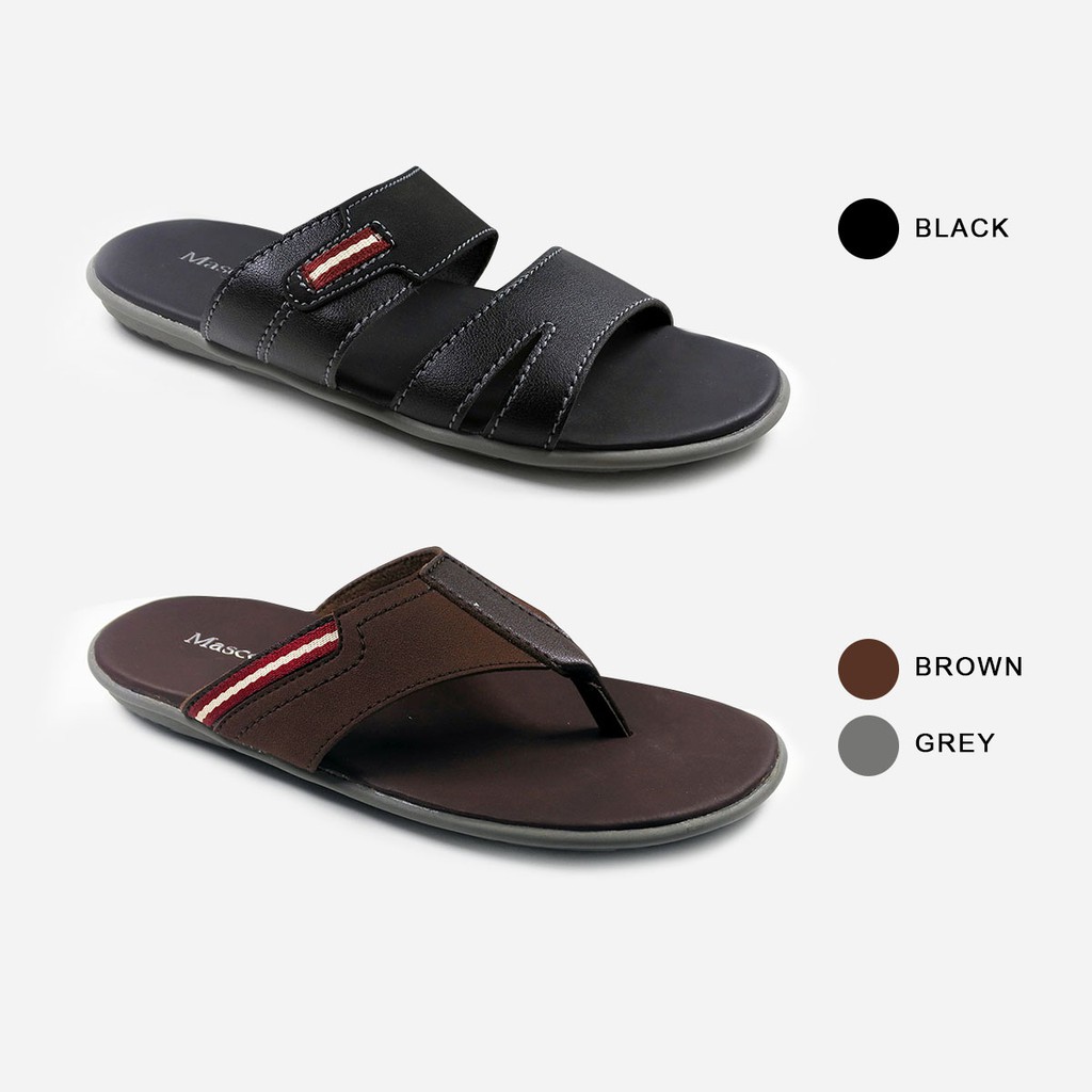 Mascotte LEVEN Sandal Pria 725 001-002 [ Hitam, Grey dan Brown ] / Ramayana Jatinegara