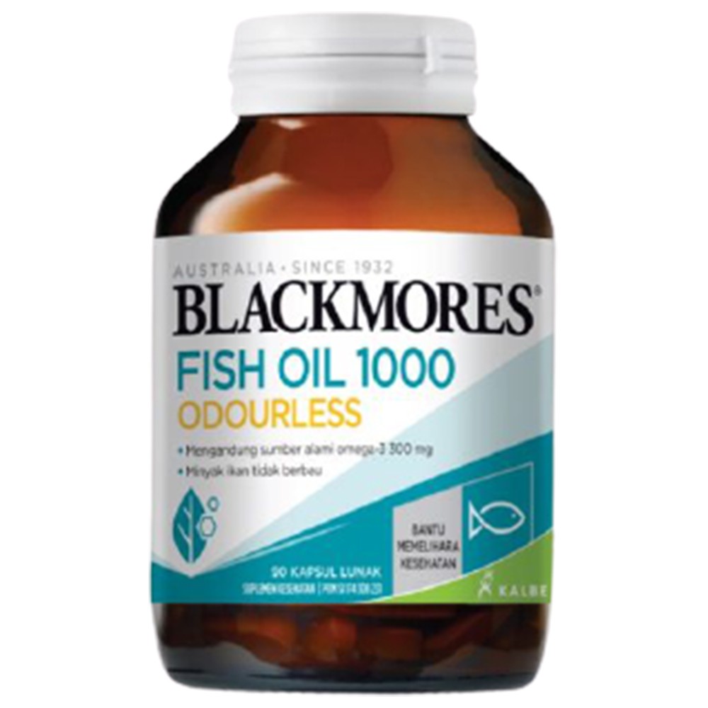 BLACKMORES ODOURLESS FISH OIL OMEGA 3 1000 MG 6 9 MINYAK IKAN DHA JANTUNG KOLESTEROL SENDI 90 KAPSUL