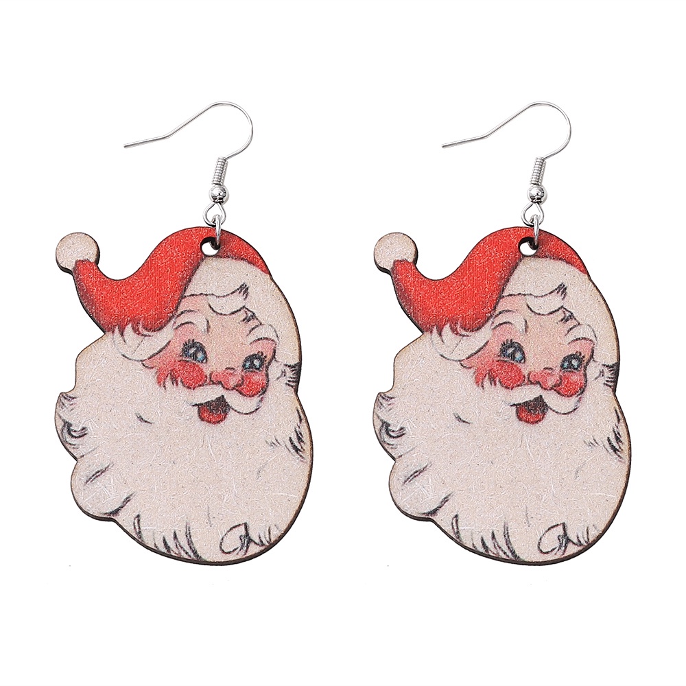 Anting Liontin Desain Pohon Natal Snowman maple leaf Gaya retro Untuk Wanita