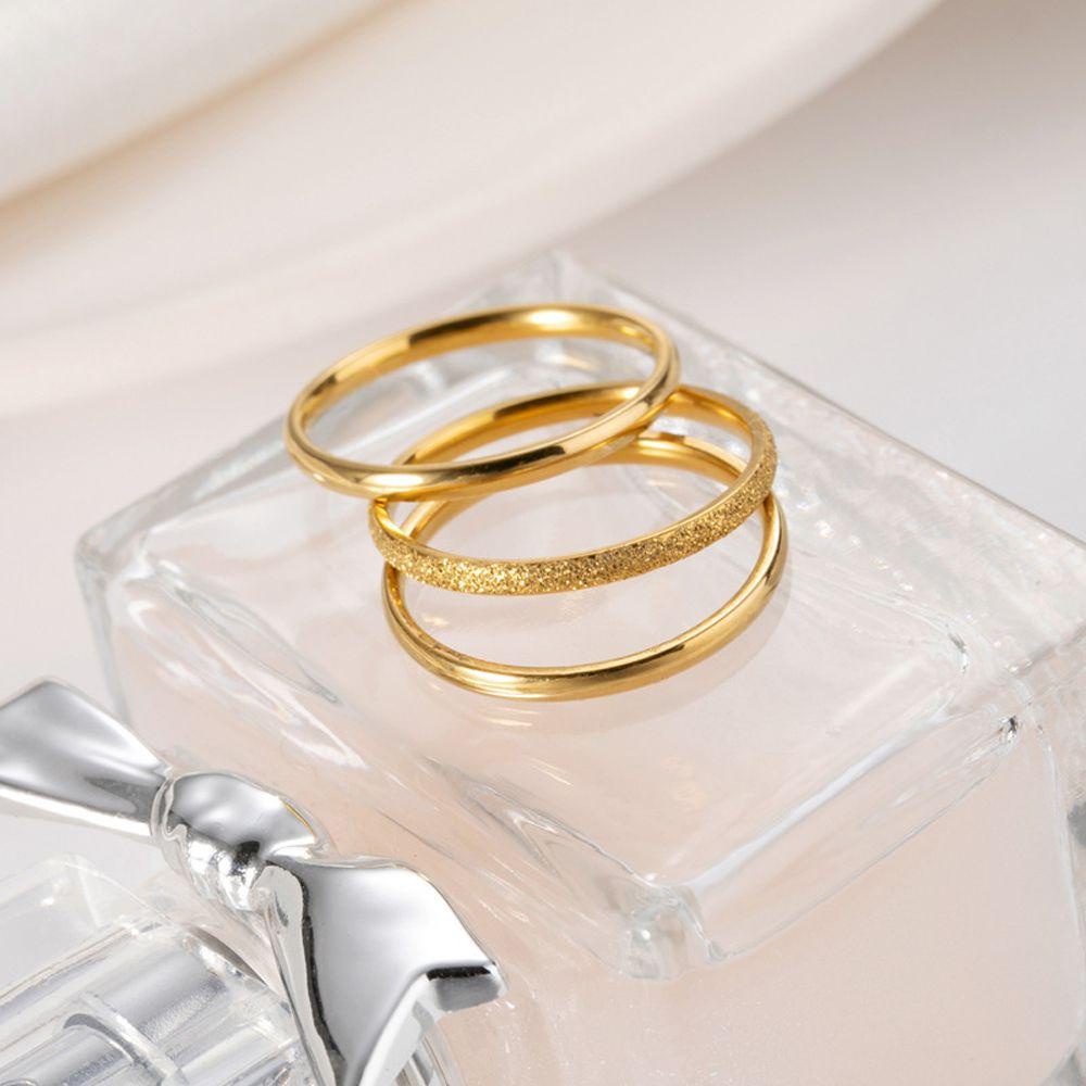 Mxbeauty Wanita Jari Cincin Rose gold Fashion Klasik Pesta Pernikahan Perempuan Geometris Buram Gadis Gaya Korea