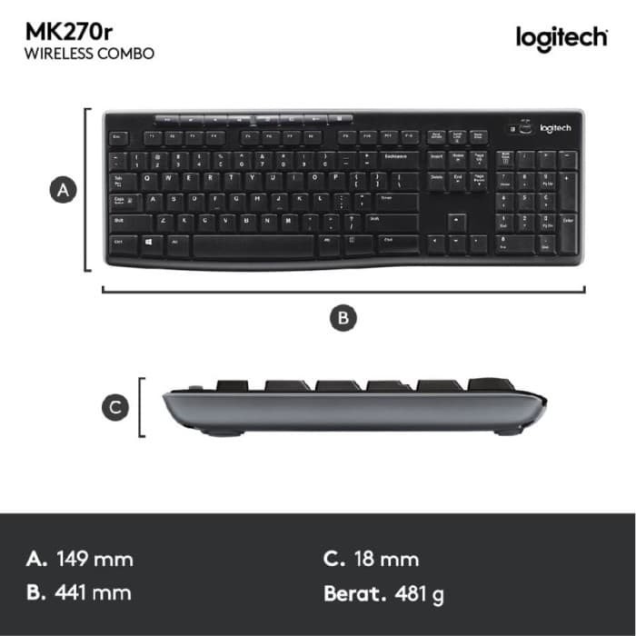 Logitech Keyboard Mouse MK270R ( Wireless )