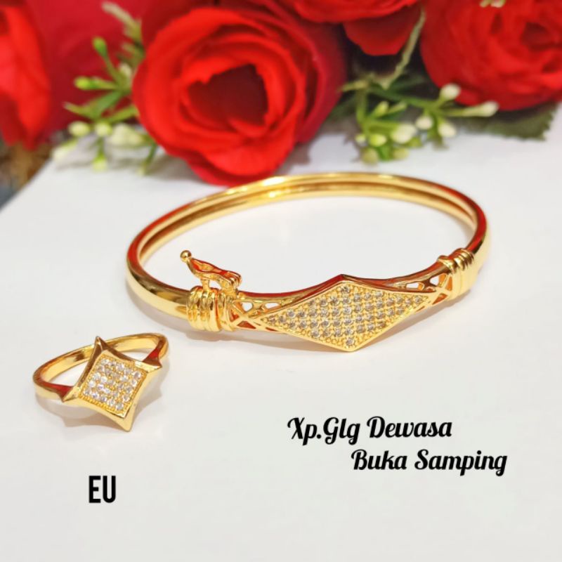 Gelang Bangkok permata zircon Dewasa FREE Cincin Gold variasi motif,tidak karat *COD*