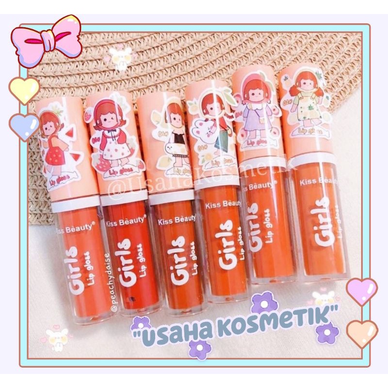 PROMO 6PC!! LIP GLOSS KISS BEAUTY GIRLS 6 WARNA CANTIK NATURAL MATTE AND LONGLASTING NO. 70521