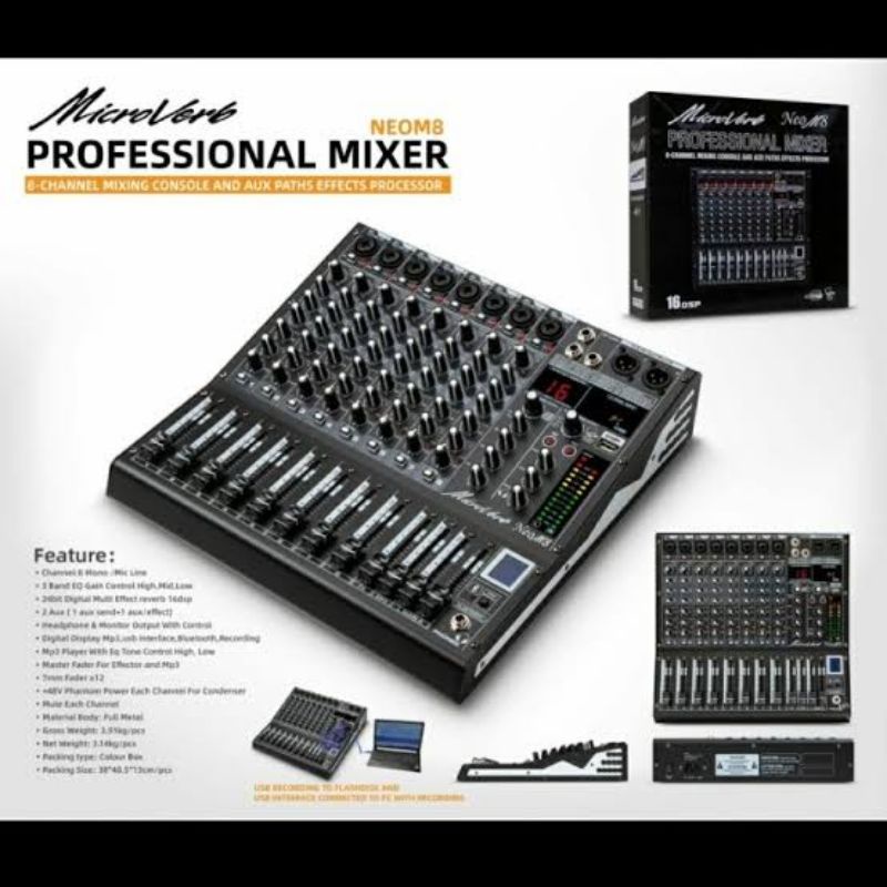 MIXER 8 CHANNEL MICROVERB NEO M8