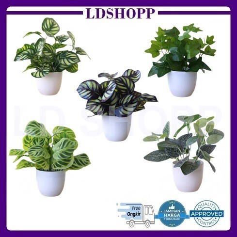 LDS POT27 TANAMAN HIAS INDOOR PLASTIK POT BUNGA ARTIFICIAL DAUN RAMBAT DEKORASI MONSTERA KERING