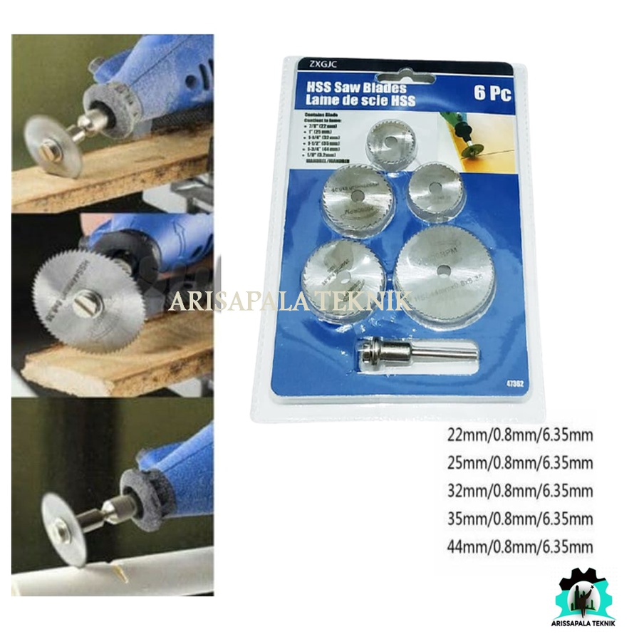 Mata Pisau Mini Grinder Set 6pcs Mata Bor Potong Gergaji Mini Tuner Bit HSS Circular Saw Blade Die G