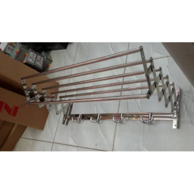 Rak handuk tarik lipat 60cm/rak handuk/gantungan handuk stainless