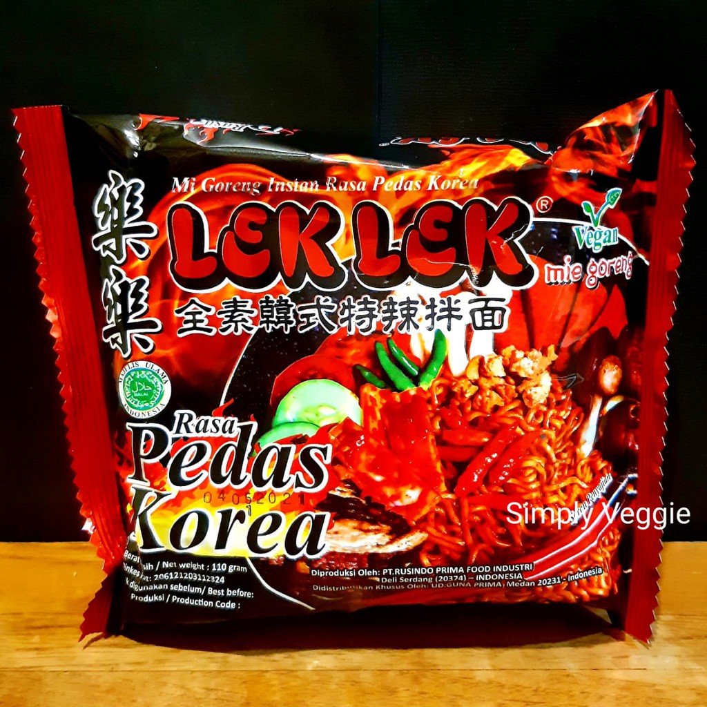 Lek Lek Mie Instant Vegetarian Rasa Korea Pedas / Vegetarian Mie Goreng Vegan