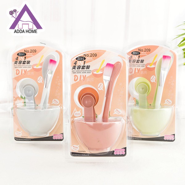 Adda Home - Korea DIY Mangkok Masker Wajah Kosmetik Set 4 in 1 - Warna Random