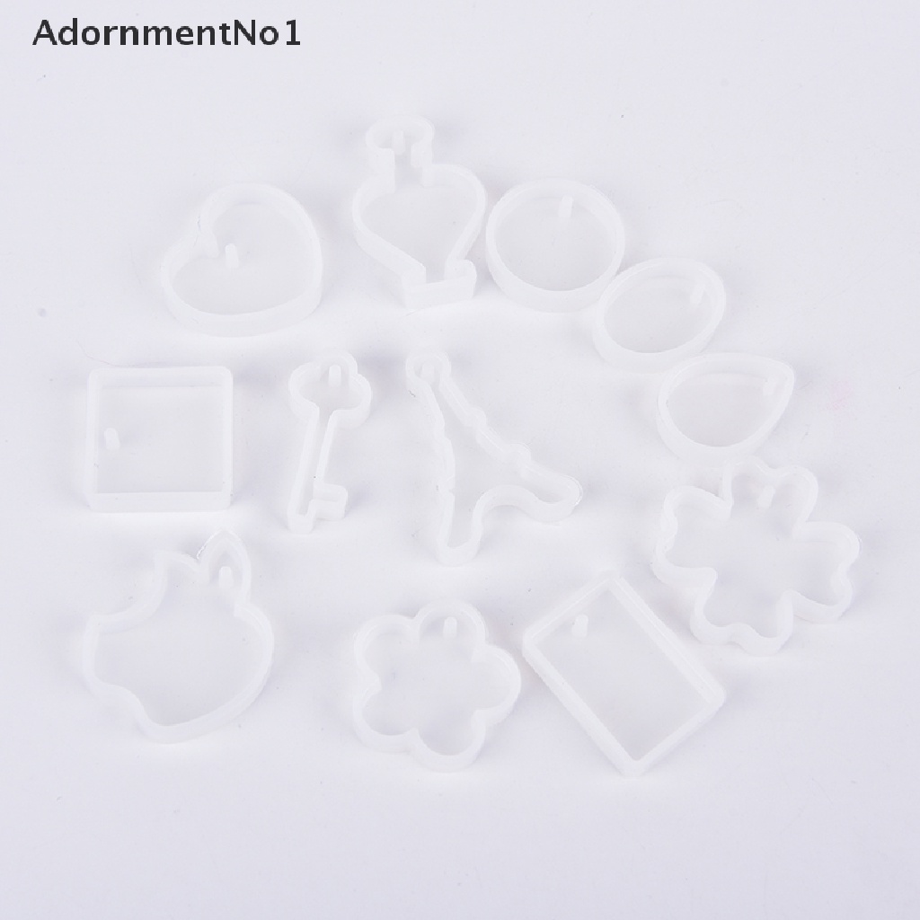 (AdornmentNo1) 12pcs / set Cetakan Resin Bentuk Kunci / Tetesan Air Bahan Silikon Untuk Membuat Perhiasan DIY