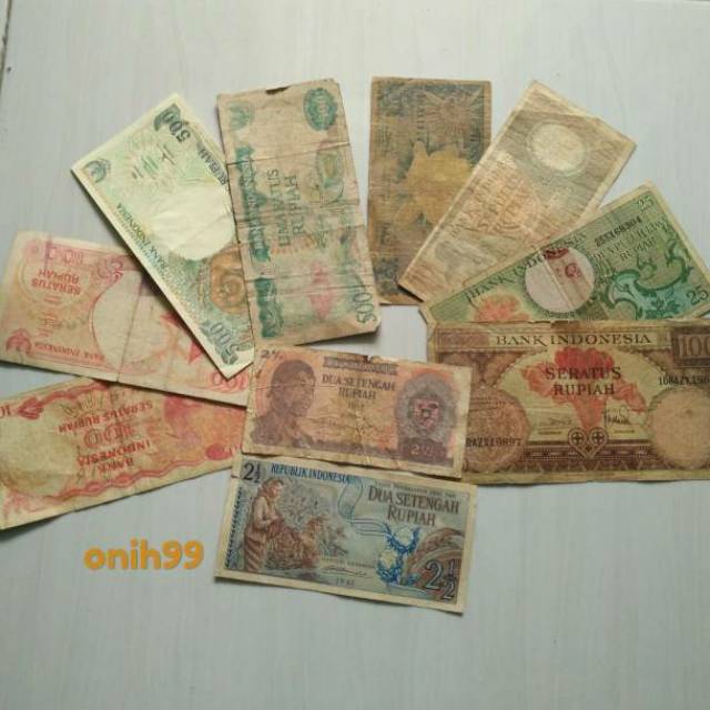 Borongan 10 LEMBAR UANG KERTAS KUNO INDONESIA ASLI