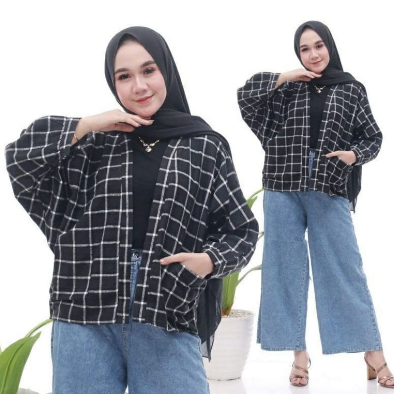 outer Balon Flanel Viral Outer  Balon Grid/Outer balon brid fanel/Cardinga/Kemeja flanel wanita/Kemeja motif wanita/swieter wanita/Blazer wanita