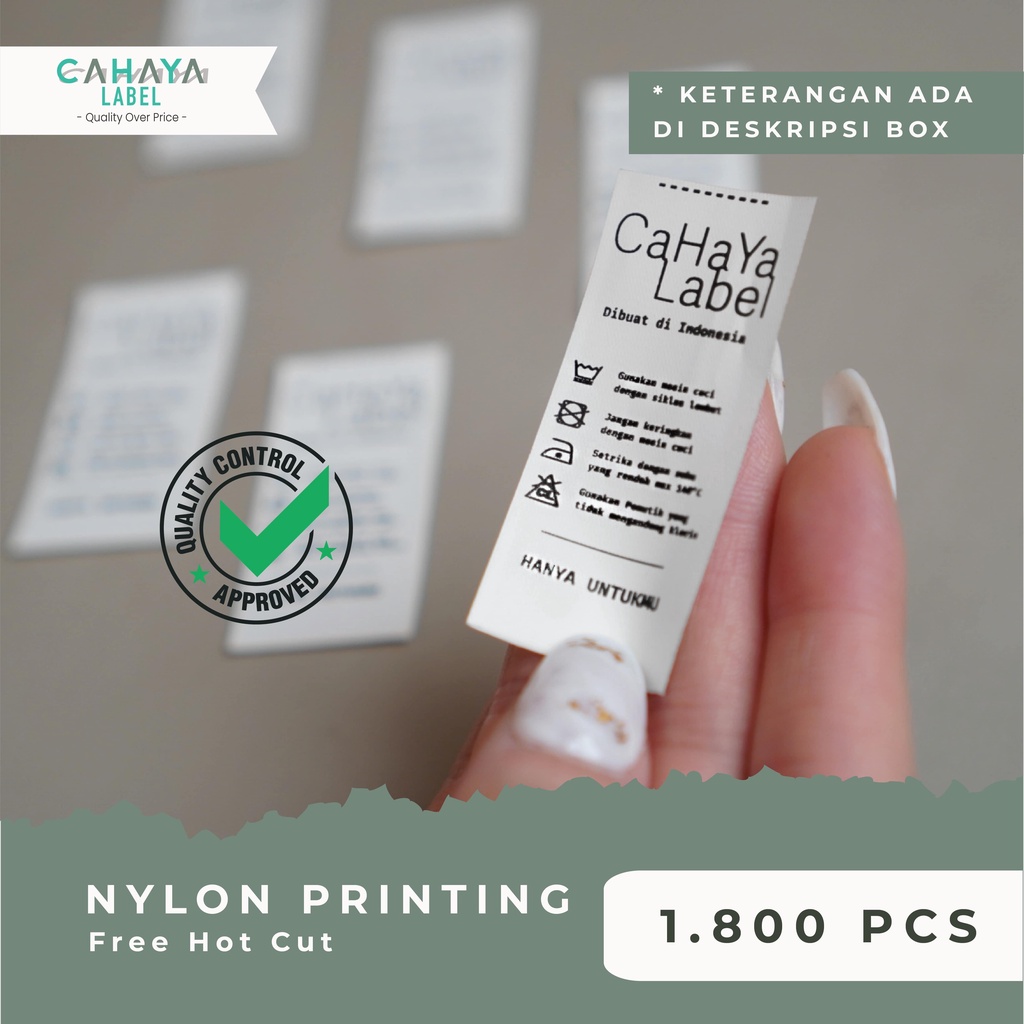 (1.800pcs) 𝐑𝐩𝟏𝟑𝟕/𝐩𝐜𝐬 Custom Label Baju Hijab Printing Nylon Nilon (FREE HOTCUT) PAKET Murah