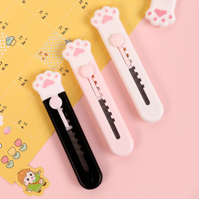 Cutter Size Mini Kecil Aesthetic TikTok Untuk membuka Paket Kaki Cewek Perempuan Alat Tulis