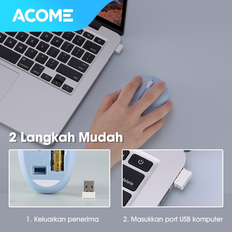 Acome Mouse Wireless Silent Click Desain Sports Car AM200 Garansi Resmi 1 Tahun