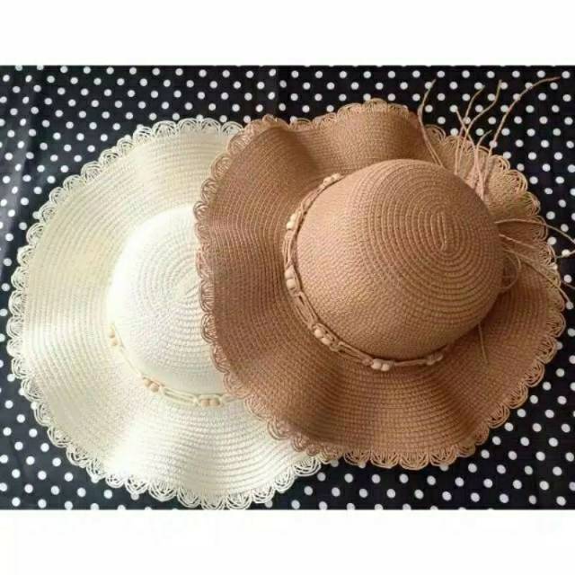 Topi Pantai wanita Anyam Rotan Import