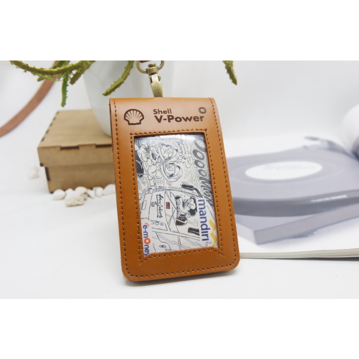 

READY ID Card Holder 2 Slot Magnet Lipat Customized Faux Leather Terlaris - DARKBROWN, Polos TERLARIS