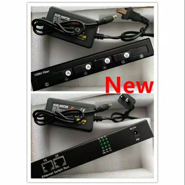 Konverter fiber optik 4port SC 2Port RJ