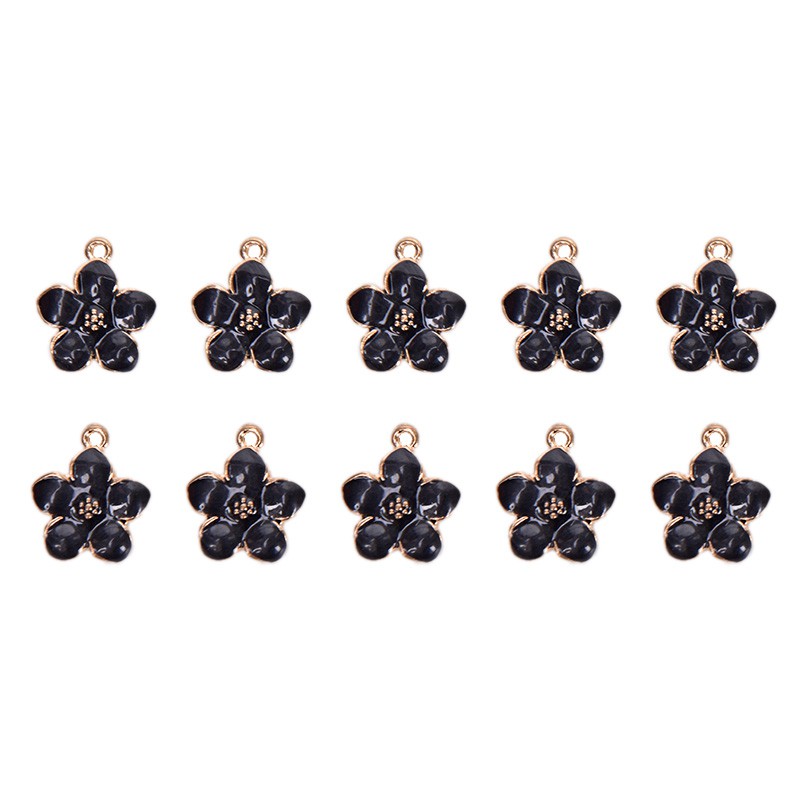 Hbid Glory 10PCS Liontin Bunga Enamel Bahan Alloy Aneka Warna Charms